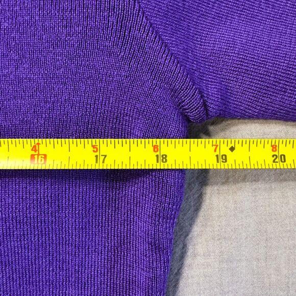 Italian Merino Wool Cardigan Sweater Womens Large Purple Buttons Sara Meghnagi - Picture 8 of 13